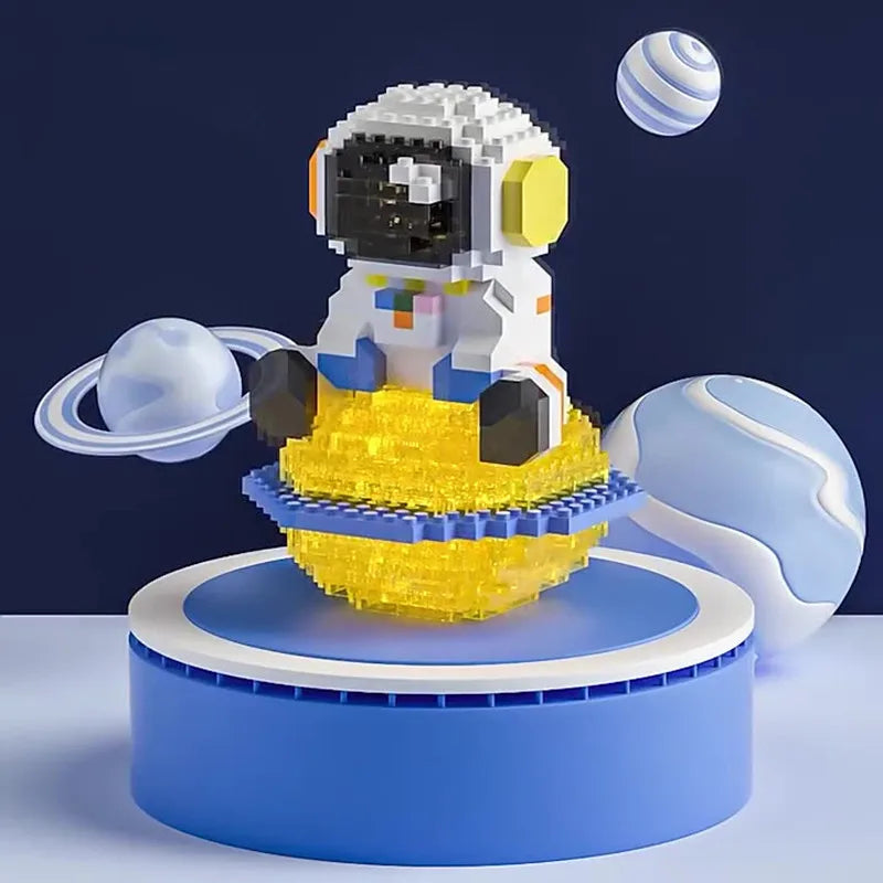 Bloques de construcción en miniatura, serie aeroespacial espacial, figura de astronauta brillante con luz, juego de ladrillos DIY, juguetes para niños, regalo de Navidad 