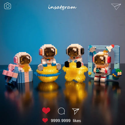 Bloques de construcción en miniatura, serie aeroespacial espacial, figura de astronauta brillante con luz, juego de ladrillos DIY, juguetes para niños, regalo de Navidad 