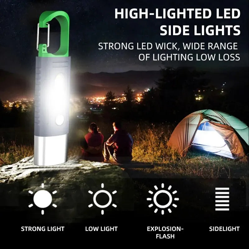 Mini Convenient High Power LED Flashlight Camping Flashlight, 3LEDAnd Side Lights TelescopicZoom Waterproof Light, Lampshade Leedoar