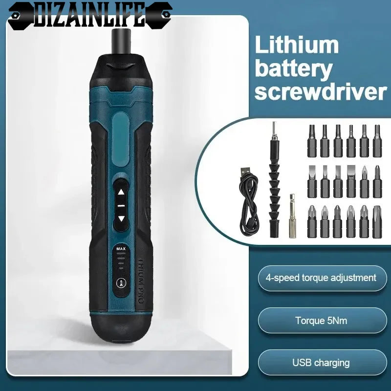 Mini Cordless Electric Screwdriver Rechargeable 1300mah Adjustment Power Drill Multi-function Disassembly Torque Repair Tools Leedoar