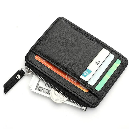 Mini Credit Card Wallet Id Card Holder Men's Small Wallet Thin Sleeve Zipper Short Coin Wallet Leedoar