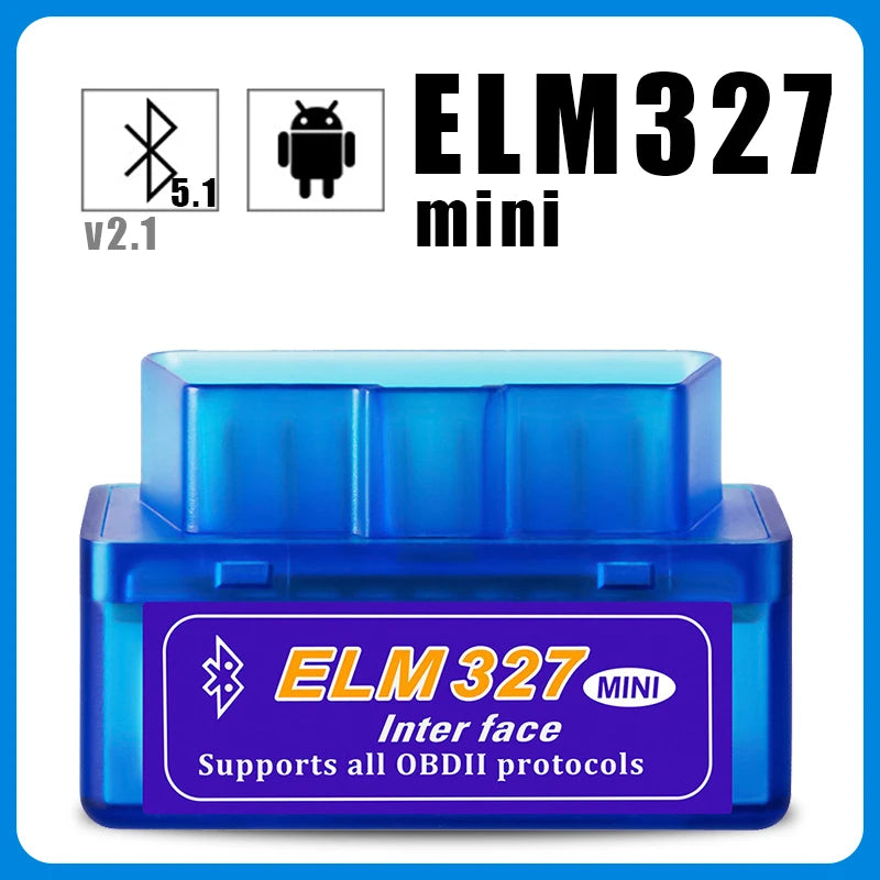 Mini Eml327 para Android V1.5 Bluetooth V2.1 OBD 2 Herramienta de diagnóstico de automóvil Escáner de código compatible Herramienta de escaneo inteligente Herramienta de escáner ODB2 