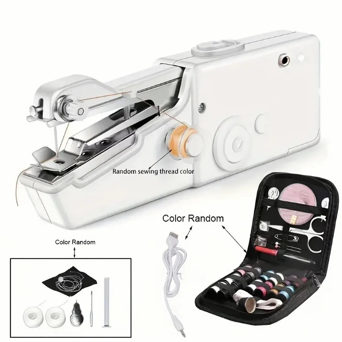 Mini Handheld Sewing Machine, Quick Sewing Portable Sewing Machine, Portable Sewing Machine Suitable for Home - White Leedoar