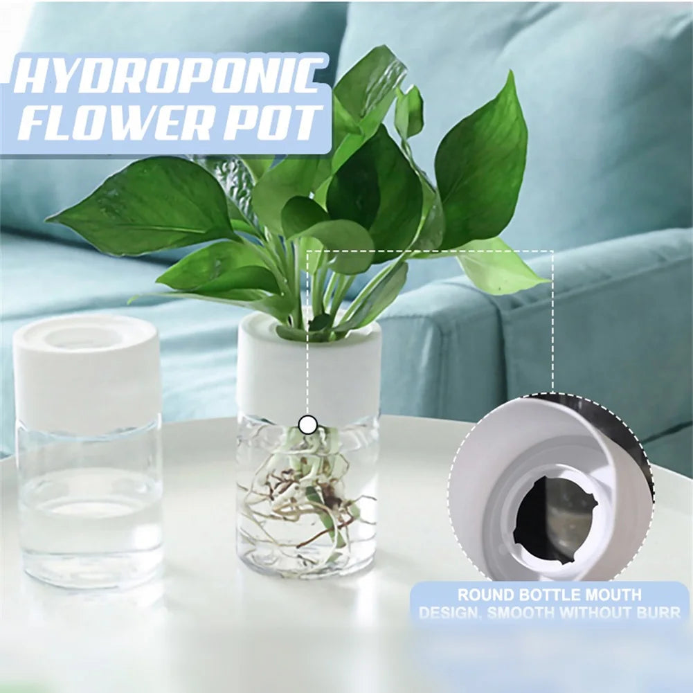 Mini Hydroponic Flower Pot Home Vase Decor Transparent Imitation Glass Soilless Plant Pots Green Plants Pot For Home Decoration Leedoar