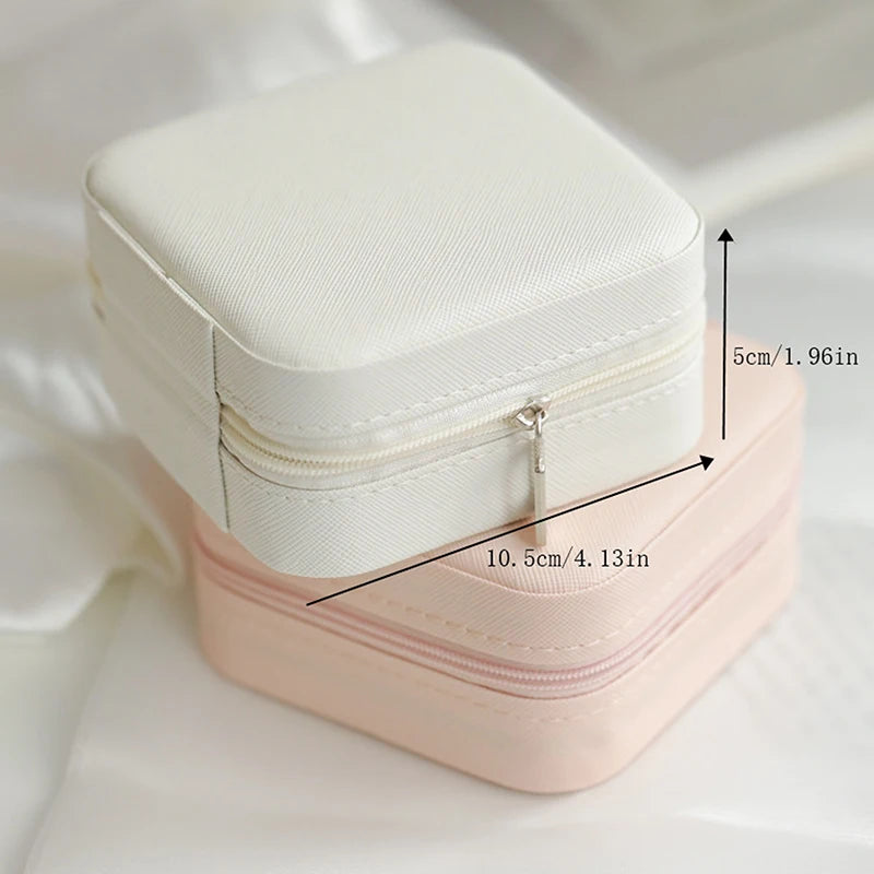 Mini Jewelry Organizer Display Travel Jewelry Zipper Case Boxes Earrings Necklace Ring Portable Jewelry Box Flip Top Storage Leedoar