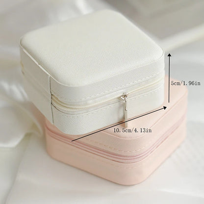 Mini Jewelry Organizer Display Travel Jewelry Zipper Case Boxes Earrings Necklace Ring Portable Jewelry Box Flip Top Storage Leedoar