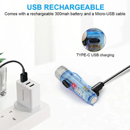 Mini chaveiro lanterna LED recarregável lanterna portátil magnética USB lanterna de alta potência acampamento longo alcance