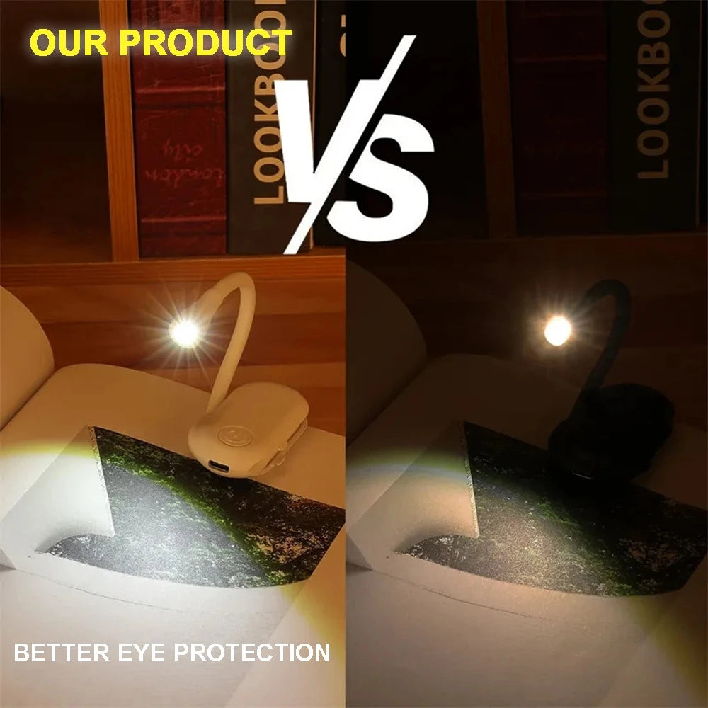 Mini LED Book Night Light Adjustable Clip 360° Flip Study Eye Protection Lamp Rechargeable 3 Color For Travel Bedroom Reading Leedoar