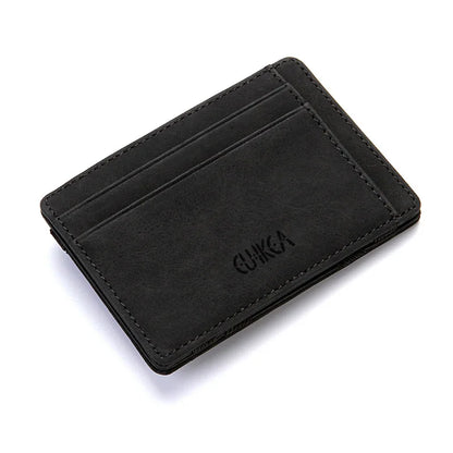 Mini Carteiras Porta-Cartões Masculinos com Zíper Bolso para Moedas Carteira Masculina Magra de Couro PU de Qualidade Estojo para Cartão de Crédito e Banco Bolsas Masculinas Pequenas 