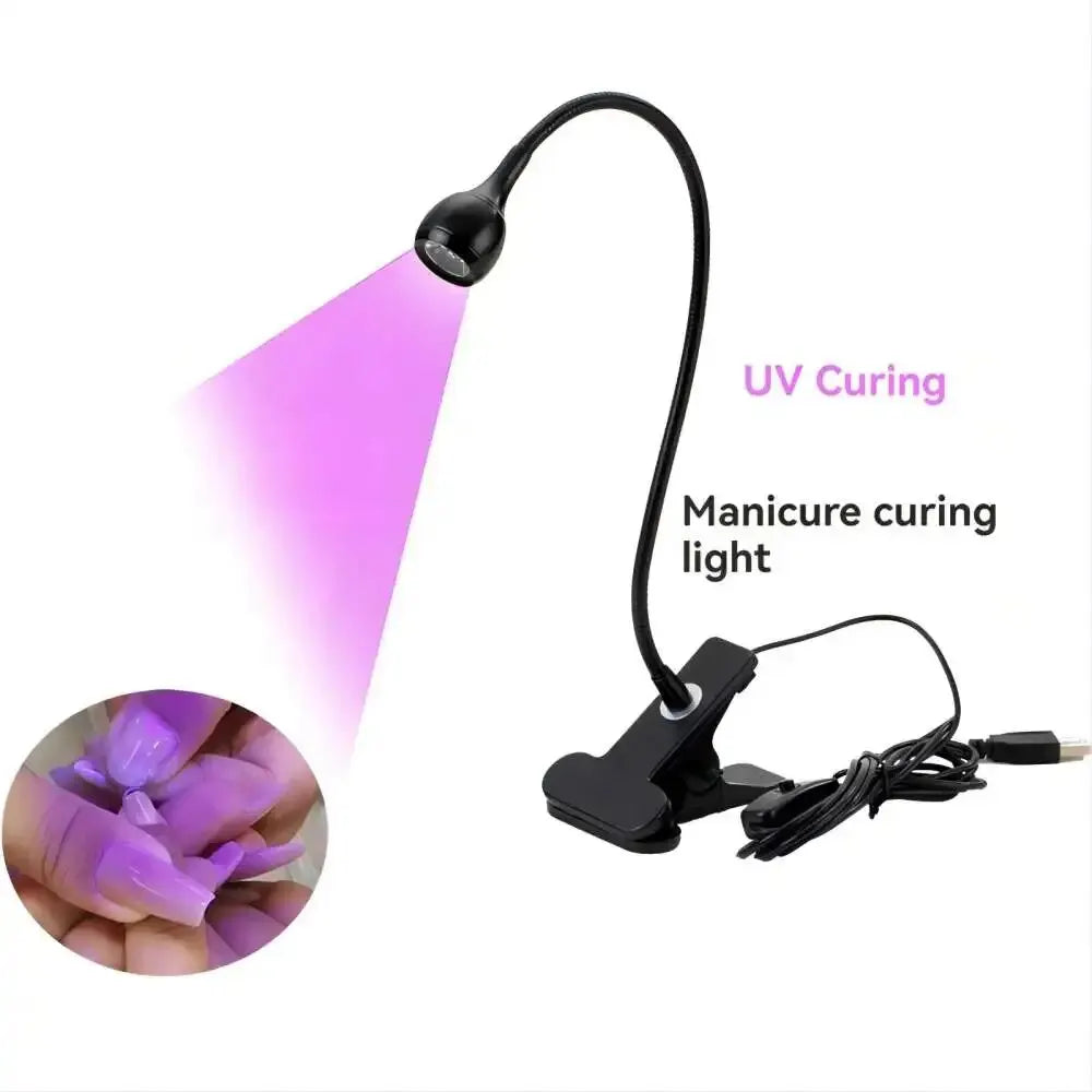 Mini Nail UV Gel Curing Lamp Purple Clip and Switch Gooseneck Nail Lamp Super Spotlight Usb One Multifunction Lamp Leedoar