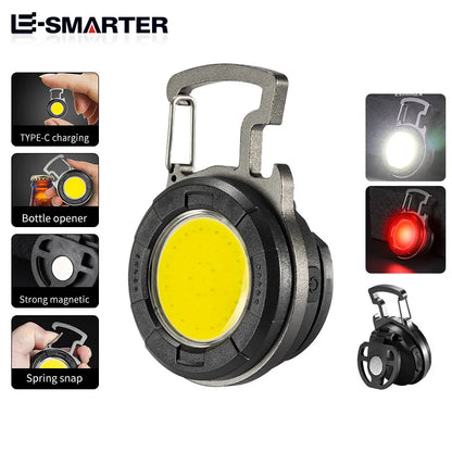 Mini Portable COB Work Light LED Keychain Flashlight USB Rechargeable Strong Magnet Lamp For Outdoor Camping Torch Lamp Lantern Leedoar