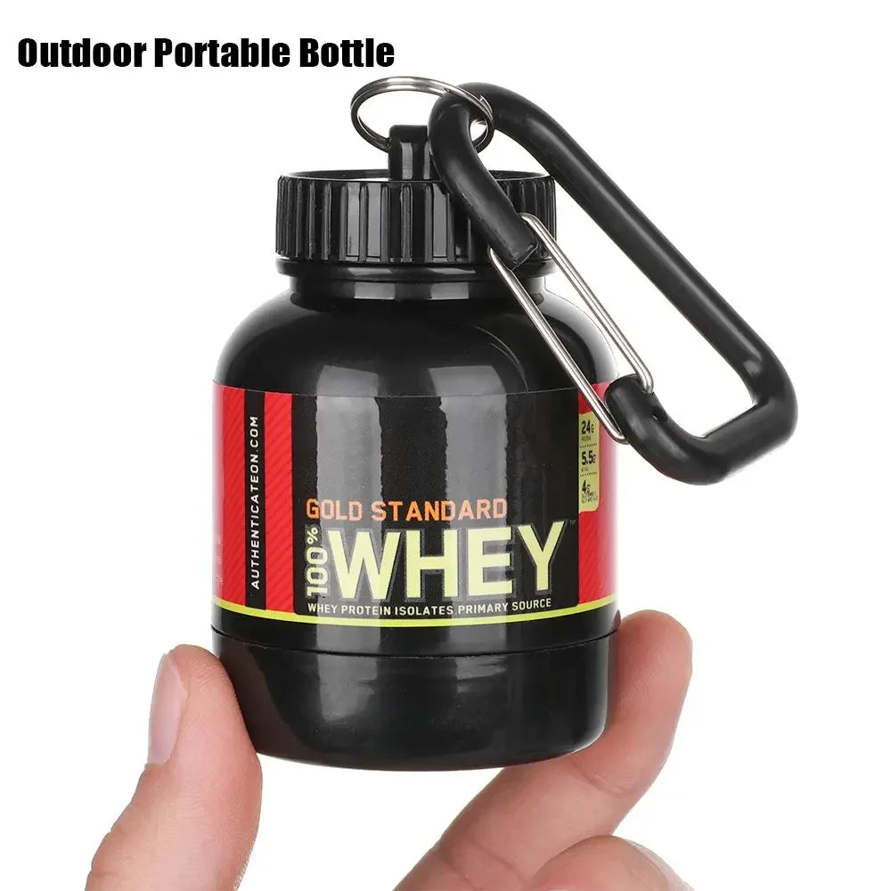 Mini Portable Protein Powder Bottles with Keychain Health Funnel Medicine Bottle Small Water Cup Outdoor Sport Storage Leedoar