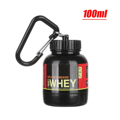 Mini Portable Protein Powder Bottles with Keychain Health Funnel Medicine Bottle Small Water Cup Outdoor Sport Storage Leedoar