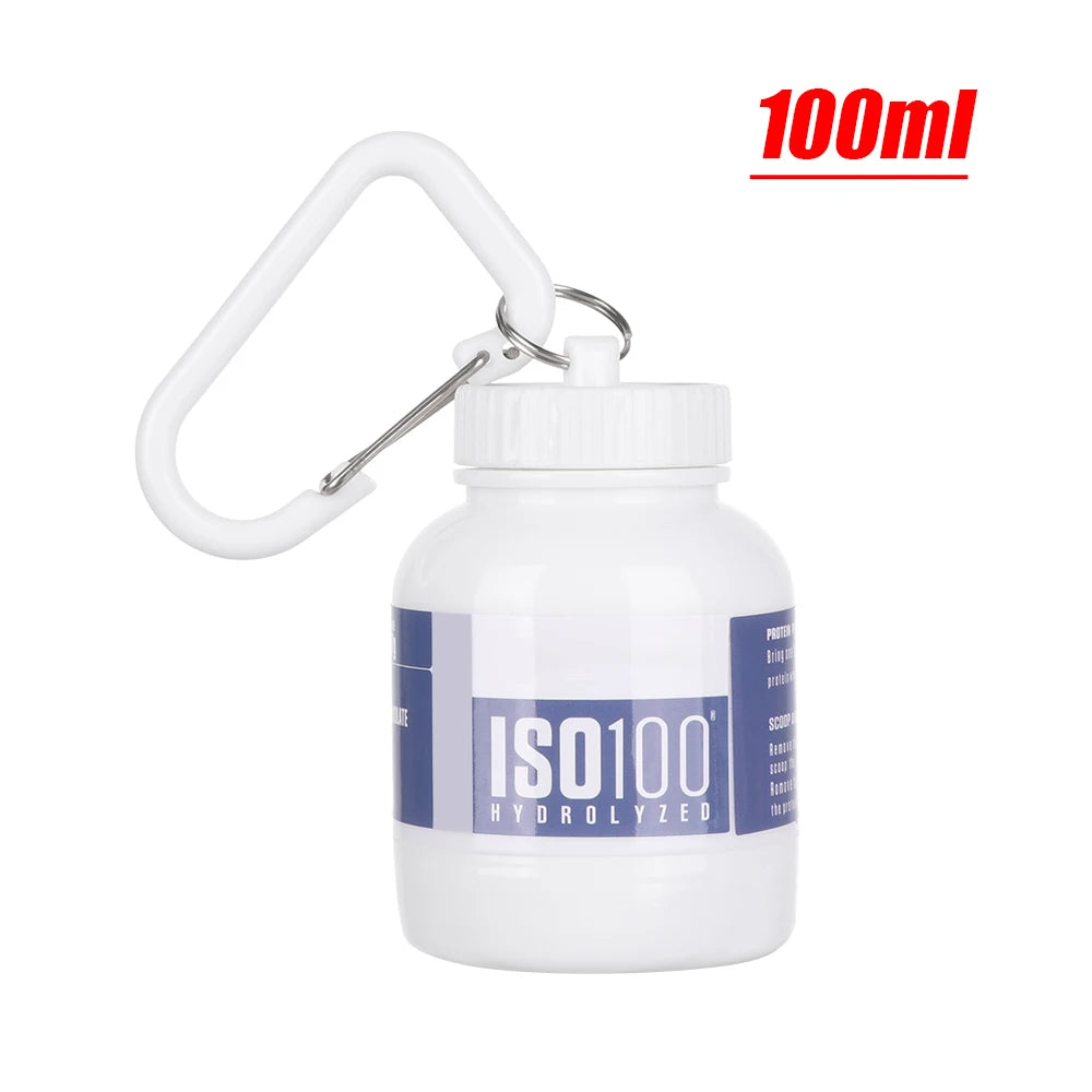 Mini Portable Protein Powder Bottles with Keychain Health Funnel Medicine Bottle Small Water Cup Outdoor Sport Storage Leedoar