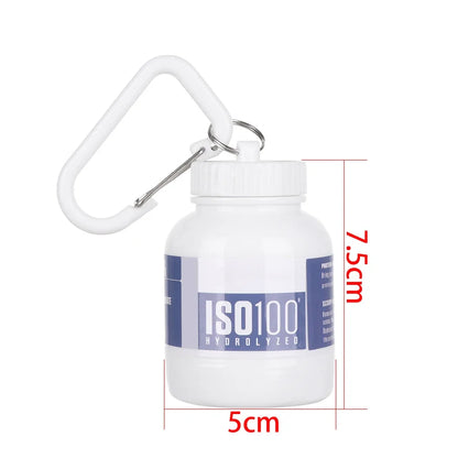 Mini Portable Protein Powder Bottles with Keychain Health Funnel Medicine Bottle Small Water Cup Outdoor Sport Storage Leedoar