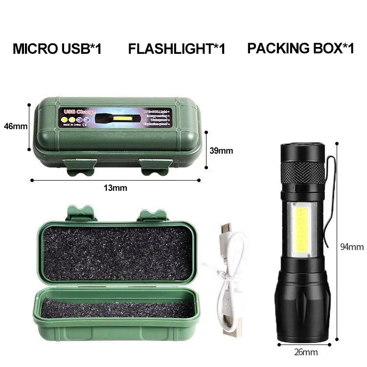 Mini Torch LED Rechargeable Flashlight Portable USB Charging Flashlight High Power Bank Camping Waterproof Long Range Lantern Leedoar