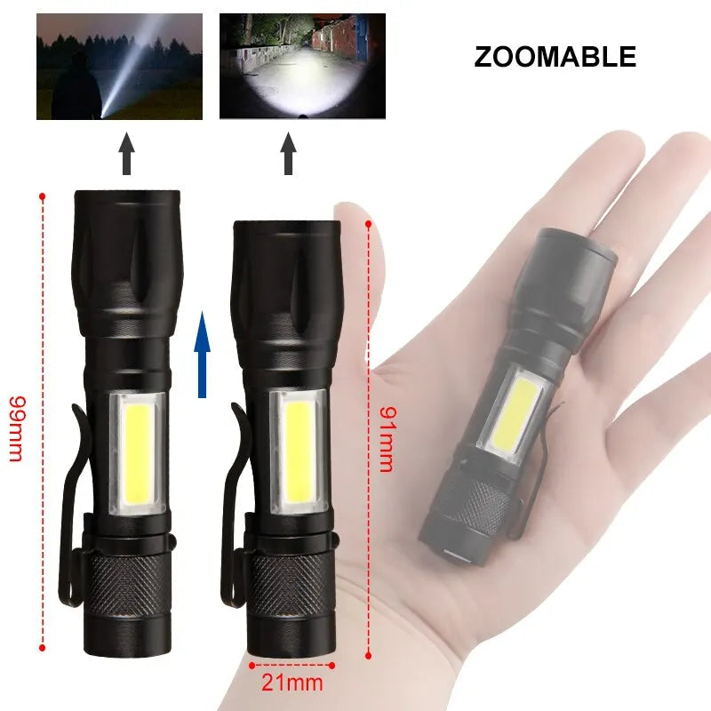 Mini Torch LED Rechargeable Flashlight Portable USB Charging Flashlight High Power Bank Camping Waterproof Long Range Lantern Leedoar