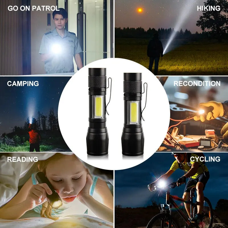 Mini Torch LED Rechargeable Flashlight Portable USB Charging Flashlight High Power Bank Camping Waterproof Long Range Lantern Leedoar