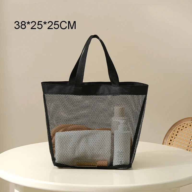 Minimalist ic Large Capacity Mesh Beach Bag Mesh Culture Bag Outdoor Breathable Visible Cosmetic Bag Leedoar