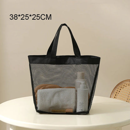 Minimalist ic Large Capacity Mesh Beach Bag Mesh Culture Bag Outdoor Breathable Visible Cosmetic Bag Leedoar