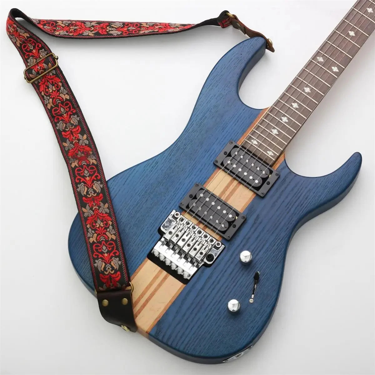 Correa de guitarra bordada Miwayer con flores suaves vintage, correas de reloj creativas ajustables, cinturón de algodón y cabezal de cuero 