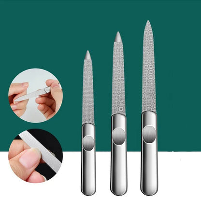 Mix 3 Size Nail File Stainless Steel Professional Exfoliating Double Sides Sandpaper For Professional Finger Toe Nail Care Tools Leedoar