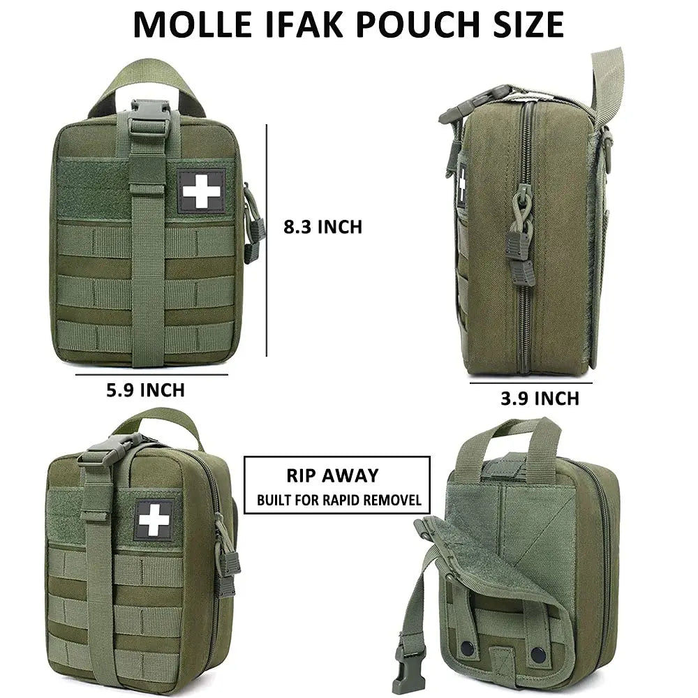 Molle IFAK Bolsa Tática de Primeiros Socorros Bolsa para Exteriores Liberação Rápida para Camping Caminhadas Caça Emergência 