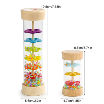 Montessori Baby Rain Stick Rainbow Hourglass Rain Music Rattle Brinquedo Educativo para Bebês Rainmaker Brinquedos Sensoriais Montessori para Crianças 