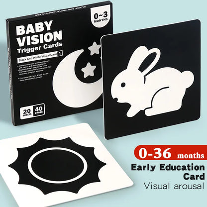 Montessori Baby Toys Black White Flash Cards High Contrast Visual Stimulation Cards Early Education Toys For Nerborns Leedoar