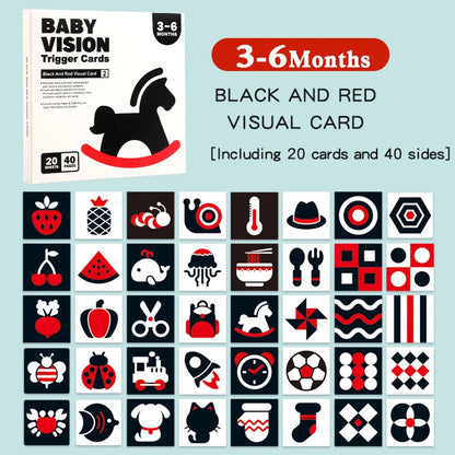 Montessori Baby Toys Black White Flash Cards High Contrast Visual Stimulation Cards Early Education Toys For Nerborns Leedoar