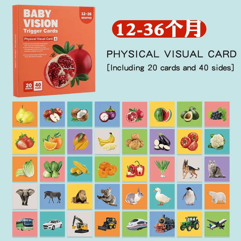 Montessori Baby Toys Black White Flash Cards High Contrast Visual Stimulation Cards Early Education Toys For Nerborns Leedoar