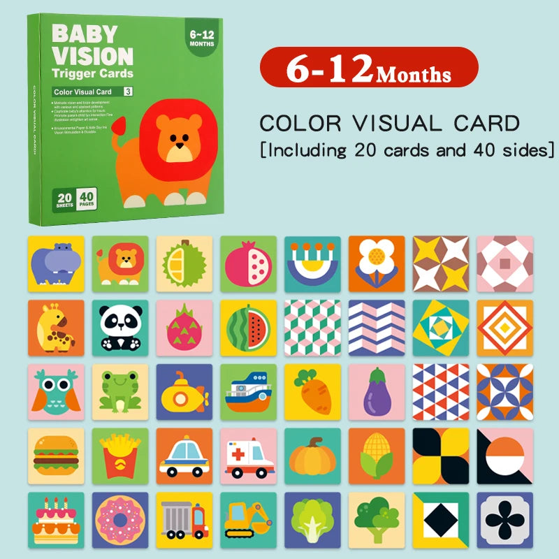 Montessori Baby Toys Black White Flash Cards High Contrast Visual Stimulation Cards Early Education Toys For Nerborns Leedoar