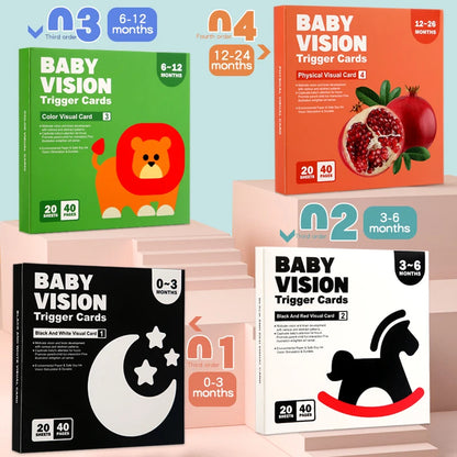 Montessori Baby Toys Black White Flash Cards High Contrast Visual Stimulation Cards Early Education Toys For Nerborns Leedoar