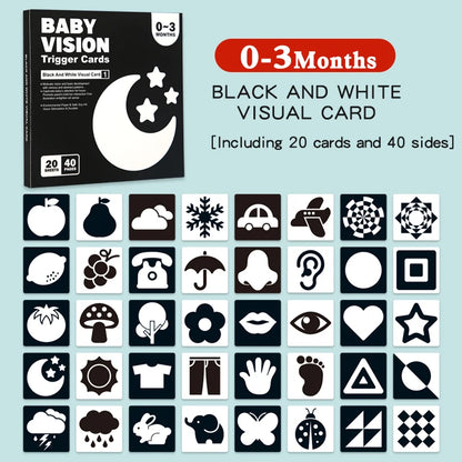 Montessori Baby Toys Black White Flash Cards High Contrast Visual Stimulation Cards Early Education Toys For Nerborns Leedoar