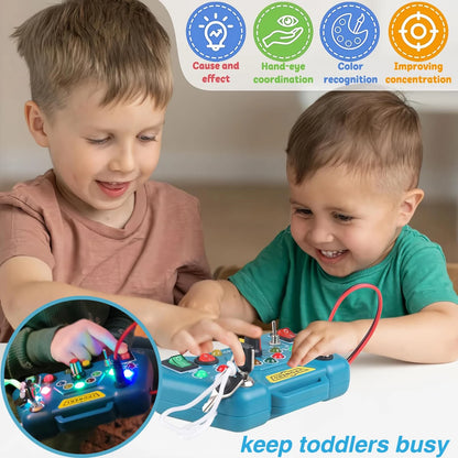 Montessori Busy Board Sensory Toys With LED Light Switch Control Board Travel Activities Children Games For 2-4 Years Old Leedoar