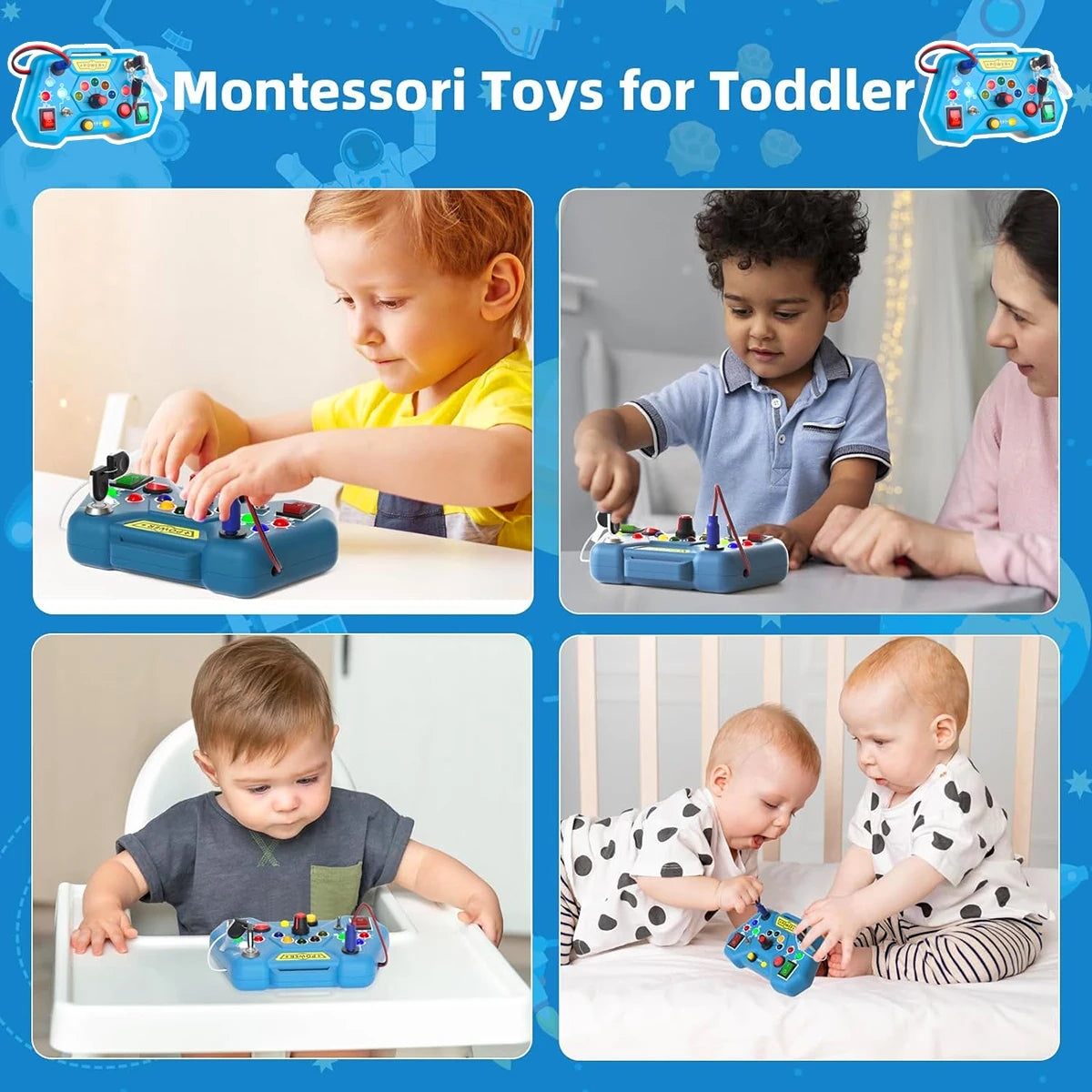 Montessori Busy Board Sensory Toys With LED Light Switch Control Board Travel Activities Children Games For 2-4 Years Old Leedoar