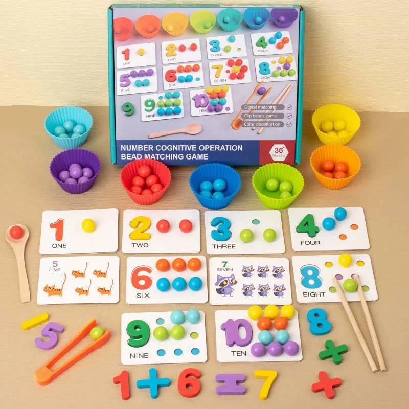 Montessori Mathematics Props Baby Digital Cognitive Pairing Puzzle Puzzle Igenious Ingenious Pearl Children's Fine Action Toys Leedoar