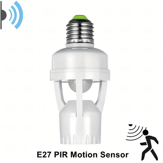 Sensor de movimento Detector PIR Interruptor de luz E27 Detecção infravermelha 100-240V Conversor de lâmpada Base Suporte Lux Tempo Atraso Ajuste Controle 