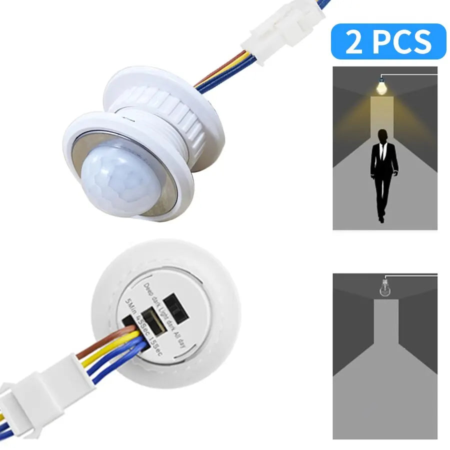 Interruptor de luz com sensor de movimento 220V 110V Sensor de presença pir para ajuste de atraso de tempo de iluminação Detector de movimento Lâmpada Interruptor automático 