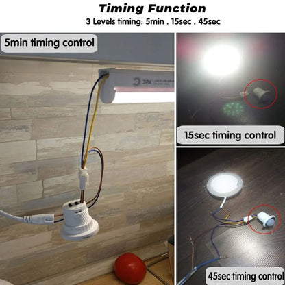 Interruptor de luz com sensor de movimento 220V 110V Sensor de presença pir para ajuste de atraso de tempo de iluminação Detector de movimento Lâmpada Interruptor automático 