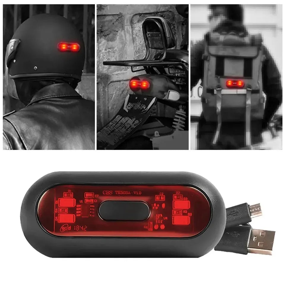 Moto Helmet Light Luces Para Casco Bike Taillight Motorcycle Bicycle Helmet Safety Signal Warning Rear Lamp Waterproof LED Light Leedoar