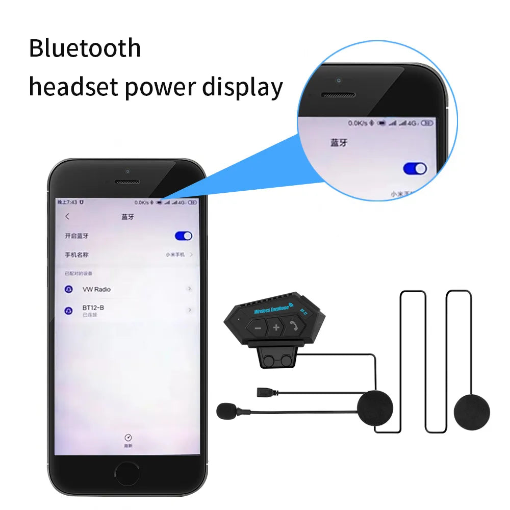 Motorcycle BT Helmet Headset Wireless Hands-free call Kit Stereo Anti-interference Waterproof Music Player Speaker Leedoar