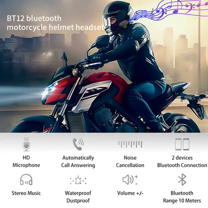 Motorcycle BT Helmet Headset Wireless Hands-free call Kit Stereo Anti-interference Waterproof Music Player Speaker Leedoar