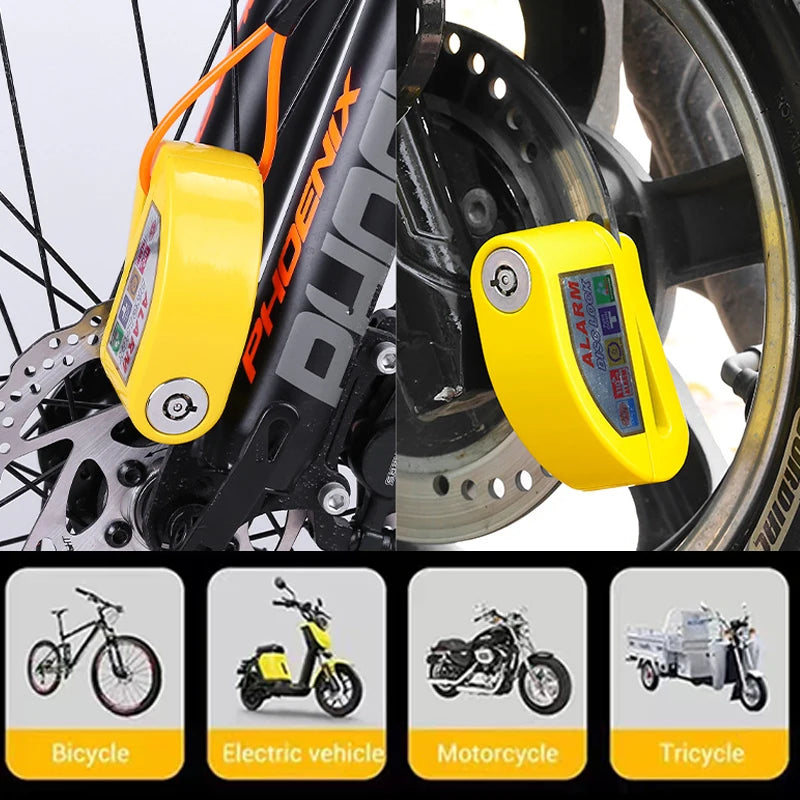 Motorcycle Bicycle Lock Alarm Safety Protection Padlock Disc Aluminum Alloy Anti-Theft Reminder Rope Lock Bag Motorcycle Accesso Leedoar