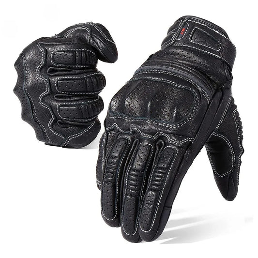 Motorcycle Gloves Joint Protection Leather Gloves Sheepskin Material Retro Knight Gloves Wear Resistant Guantes Moto XS-XXL