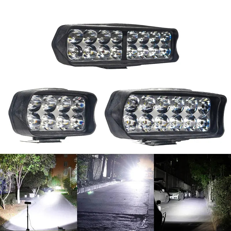 Motorcycle Headlight 8/12/16 LED Driving Lights Waterproof Auxiliary Headlight Scooter External Spotlight Fog Light Accessories Leedoar