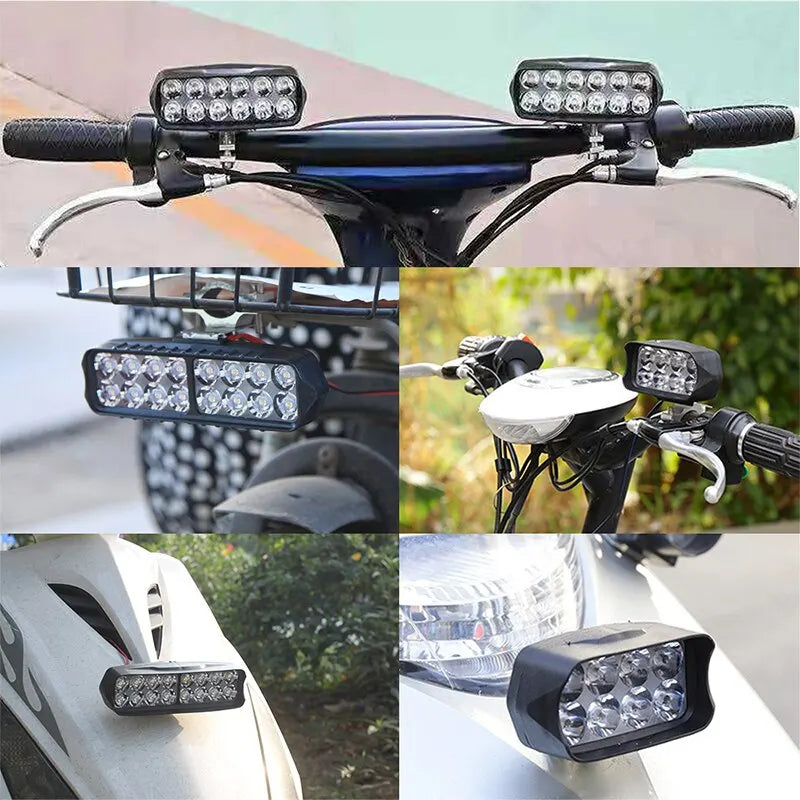 Motorcycle Headlight 8/12/16 LED Driving Lights Waterproof Auxiliary Headlight Scooter External Spotlight Fog Light Accessories Leedoar