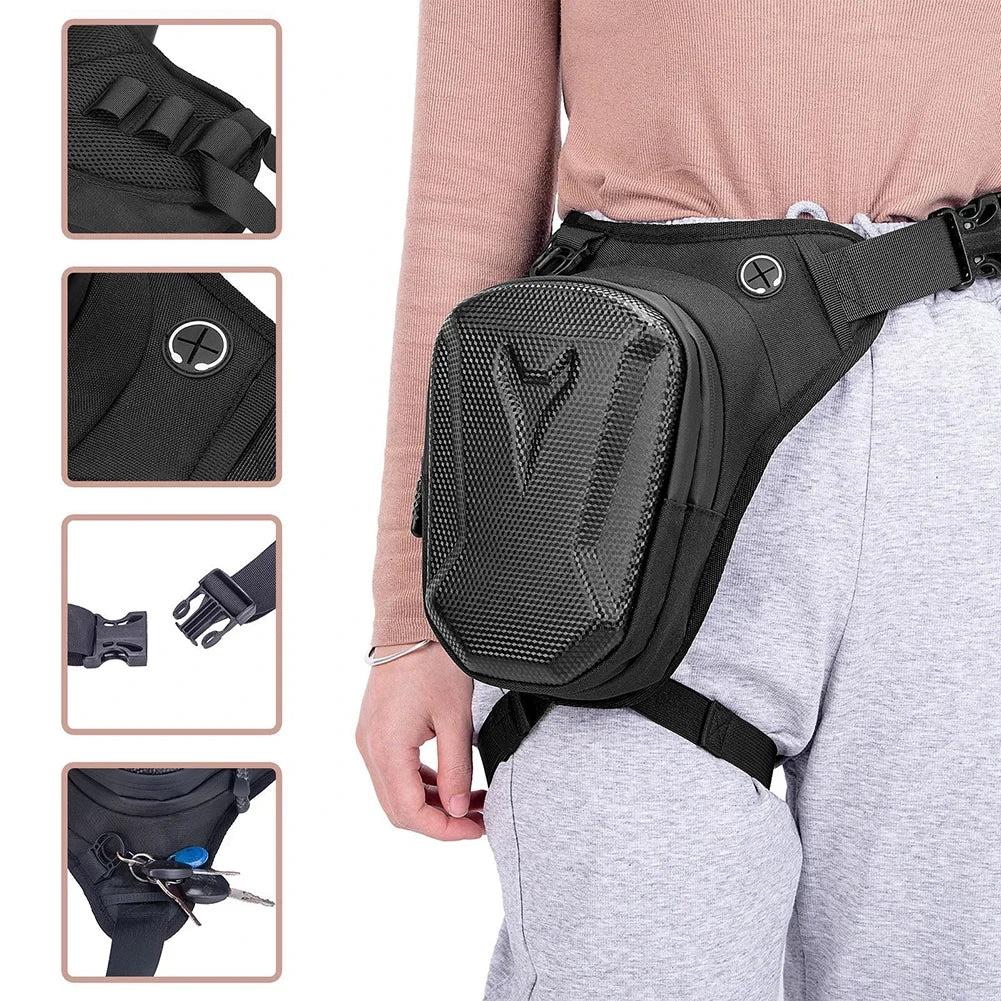 Motorcycle Leg Side Bag EVA Hard Shell Outdoor Casual Waist Bags Motorbike Mobile Phone Purse Hip Bum Pack Leedoar