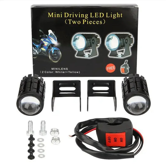 Motorcycle Mini Driving Light Dual Colo for Headlight Auxiliary Spotlight Lamp R ATV Scooter Moto Fog Light Accessories 12V-80V Leedoar