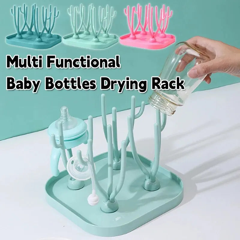 Multi Functional Removable Baby Bottle Dry Rack Pacifiers Teat Cup Cleaning Drainer Drying Drip Water Tray Leedoar